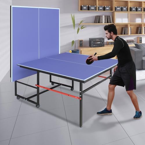 4.5FT/6FT/8FT Mid-Size Table Tennis Table Ping-Pong Table Set Foldable & Portable Table Indoor Outdoor for Family Game