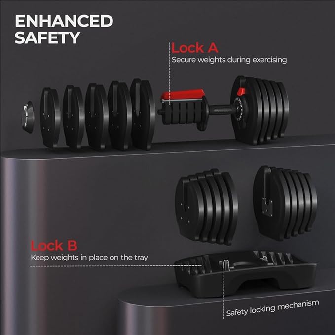 Yaheetech Adjustable Dumbbells Set 28LB/40LB/52.5LB/90LB, Fast Adjust Weight Set Pair