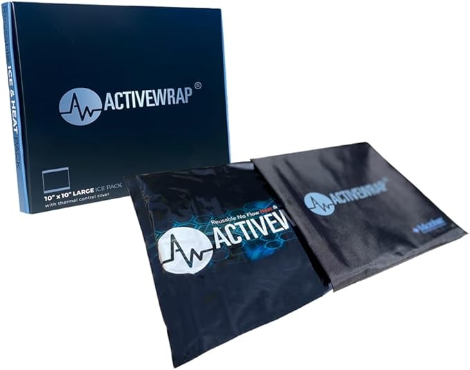 Ice Pack for Injuries Reusable, Hot Cold Packs for Pain Relief, First Aid & Injury Recovery. Individual Pack Cover Included for use in ActiveWrap Hip, Knee or Back Ice Wraps Lg, 10 x 10 inches