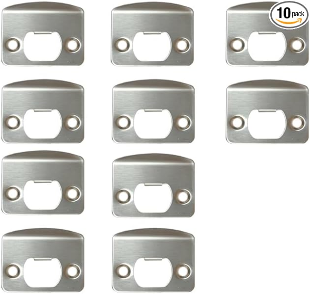 10 Pack Door Latch Strike Plate Door Lock Strike Plate Repair Kits Reinforcement for Door Frame Repair Stainless Steel Finish