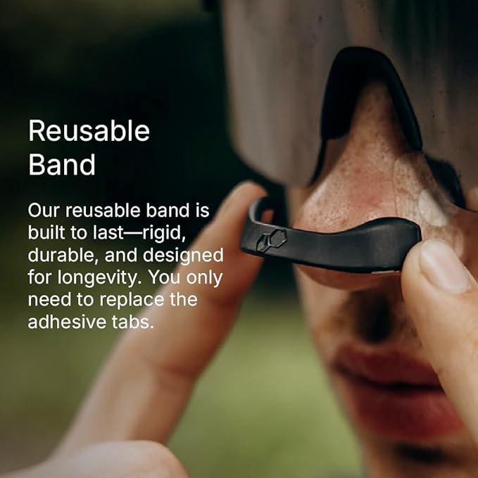 Intake Breathing Nasal Strip Starter Kit (30 Count, Black) - Boost Oxygen Intake, Reduce Snoring, Improve Sleep Quality - Sweat Resistant, Skin Safe Nasal Strips - Extra Strength Snoring Solution