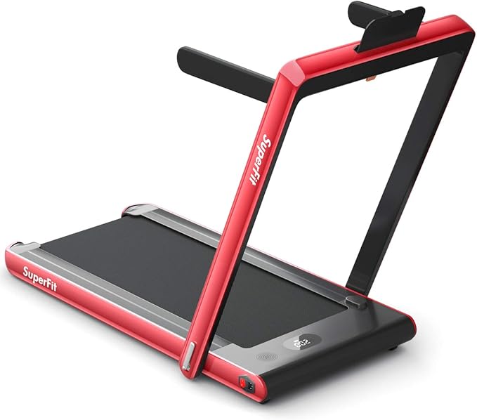 GYMAX Walking Pad, 2.25HP Dual Display Foldable Treadmill for Home with Remote/Smart App Control, Portable Compact Treadmill for Office Under Desk, Folding Running Machine for Small Spaces