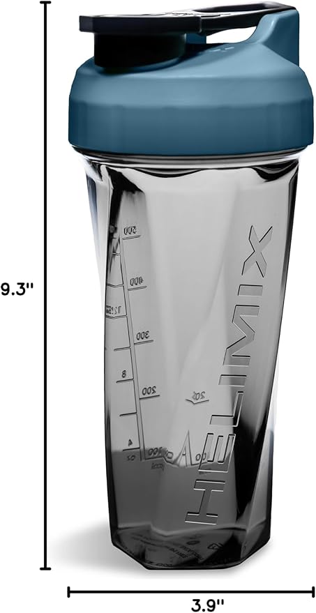 HELIMIX 2.0 Vortex Blender Shaker Bottle Holds upto 28oz | No Blending Ball or Whisk | USA Made | Portable Pre Workout Whey Protein Drink Shaker Cup | Mixes Cocktails Smoothies Shakes | Top Rack Safe