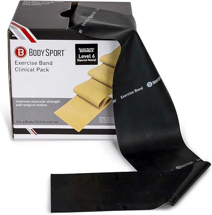 Body Sport Exercise Bands - Resistance Bands in 50 yard Rolls for Fitness, Stretching, or Physical Therapy