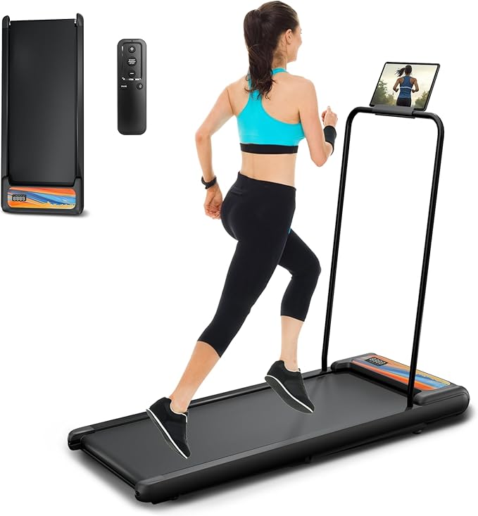 Walking Pad Treadmill, Adjustable 10% Incline 450LBS Capacity, 3.5HP 4 in 1 Portable Treadmills for Home Office, Under Desk Treadmill with Handle Bar, LED Display Remote Control