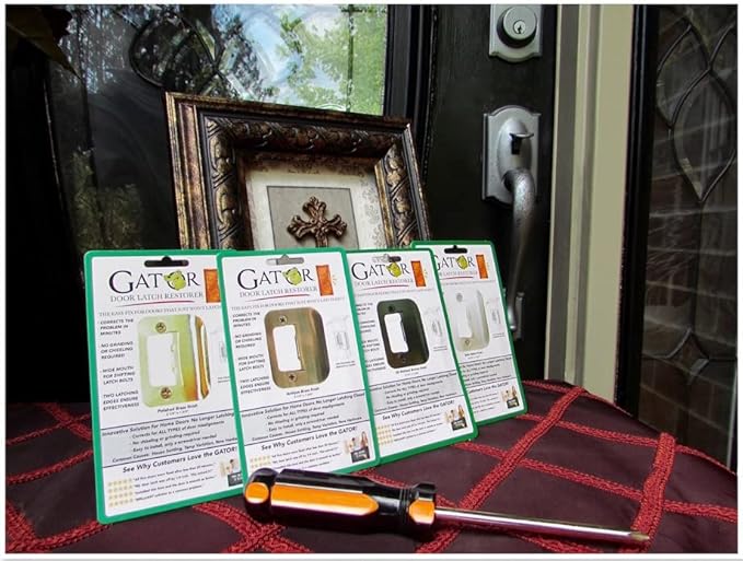 4-Pack Gator Door Latch Restorer - Strike Plate (Antique Brass)