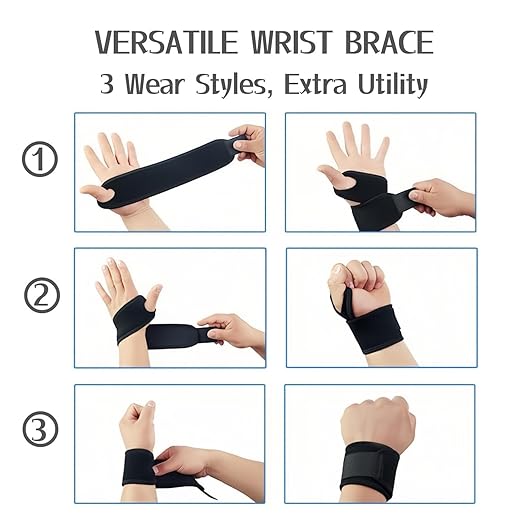 2 Pack Wrist Braces - Wrist Wraps for Carpal Tunnel, Arthritis, and Tendinitis Pain Relief - Fits Both Right and Left Hands - Compression and Support for Fitness Enthusiasts