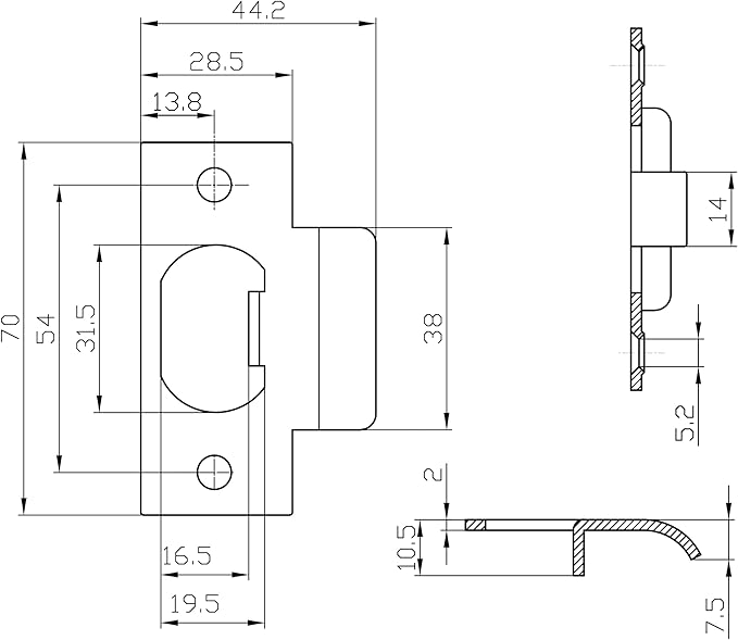 Heavy Duty Replacement Strike Plate T Lip Radius Corner for Knob or Lever Door Lock in Black Finish 2 PCS