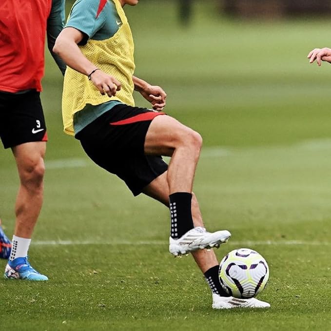 2 Set Anti-Slip Grip Soccer Socks with Shin Guard Sleeves, Sports Athletic Socks for Men Women