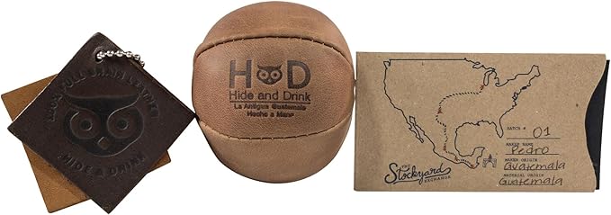 Hide & Drink, Stress Ball, Relieve Fidgeting and Anxiety, Exercise Hand, Squishy Tension Accessory, Great for The Office, Classic Style, Full Grain Leather, Handmade, Single Malt Mahogany