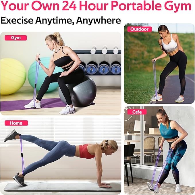 Figure 8 Fitness Resistance Bands with Handles - Exercise Tube Band Set of 3 for Arm and Shoulder Stretch, Rope 8 Word Elastic for Women and Men