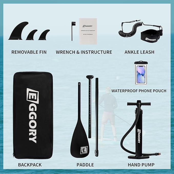 Inflatable Paddle Board,Stand Up Paddle Board Set, Extra Wide SUP Board with Removable Fin, Floating Paddle, Hand Pump, Waterproof Phone Pouch,Traveling Board