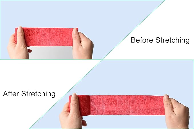15 Pack Cohesive Wrap 2 Inch x 5 Yards Self Adherent Vet Tape for Pets, Elastic Self Adhesive Bandage Wrap for Sports, Finger, Wrist, Ankle (Red)