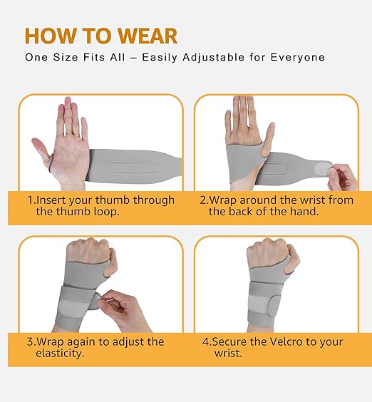 2 Pack Thin Compression Wrist Brace for Men & Women, Adjustable Elastic Wrist Support for Carpal Tunnel Arthritis Tendonitis Sports Pain Relief, Soft & Comfortable Day/Night Wrist Wraps (Gray)