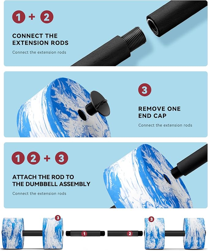 HAPBEAR Water Weights Pool Exercise Dumbbells, Three-in-one Aquatic Exercise Dumbbells, High-Density EVA-Foam Pool Fitness for Water Aerobics Weight Loss, Aquatic Dumbells Set of 2