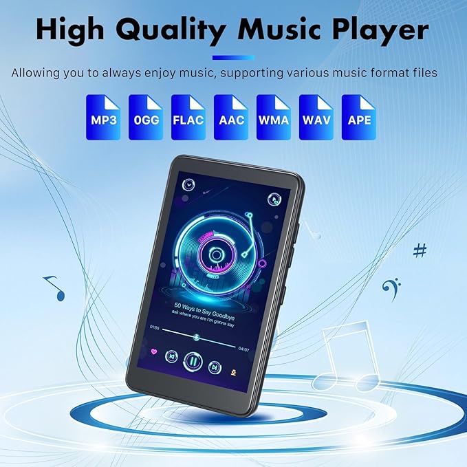 144GB MP3 Player with Bluetooth and WiFi, Android 13 Music Player 4-inch Touch Screen mp4 Players with Bluetooth with Spotify tiktok YouTube Amazon Music, MP4&MP3 Player up to 1TB (Black)