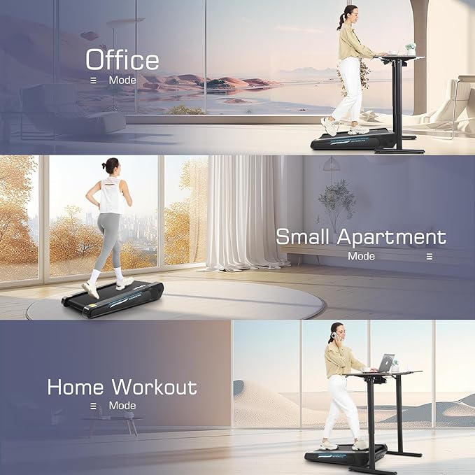 FUNMILY Smallest Walking Pad with 5% Incline, 2 in 1 Under Desk Treadmill for Home Office, 2.5 HP Mini Compact Walking Treadmill, Installation-Free/300lbs Weight Capacity/Unique Lighting Design