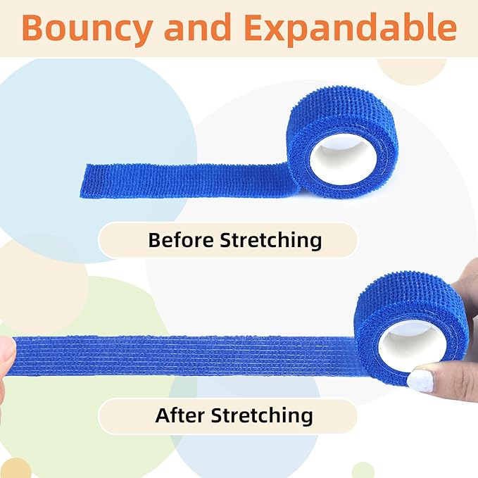 12 Pack 1 Inches Self Adhesive Bandage Wrap,Elastic Wrap,Athletic Tape,Finger Tape,Breathable Cohesive Bandage,for Sports,Wrist,Ankle,Knee,Finger(5 Yards,12 Colors)