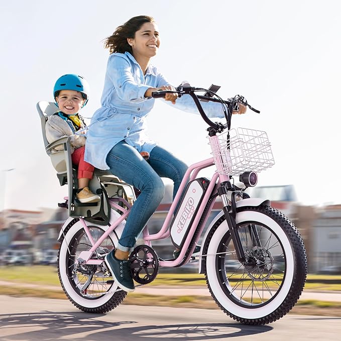2 Seater Electric Bike, 48V 20AH(๐๐๐๐๐) Large Removable Battery, ๐๐๐๐๐ Peak Motor, 20"x 4.0" Fat Tire Ebike for Adults, 80+Miles Max,30+MPH, City Couple E Bike for All Terrain