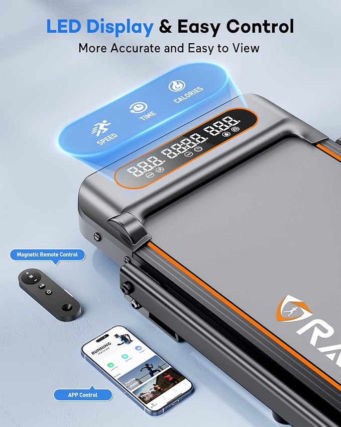 Foldable Treadmill with 10% Incline Upgrade 3.5HP Low Noise Walking Pad Treadmill with Handle Bar Rayspace 4 in 1 Portable Under Desk Treadmills for Home/Office, 350Lbs Capacity, APP & Remote Control