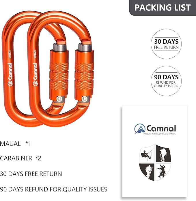 Heavy Duty Carabiner, 25kn(About 5620 lbs) Oval Carabiner Clip O-Shape Rock Climbing Carabiner Lightweight Caribeener for Climbing, Mountaineer, Aerial Work