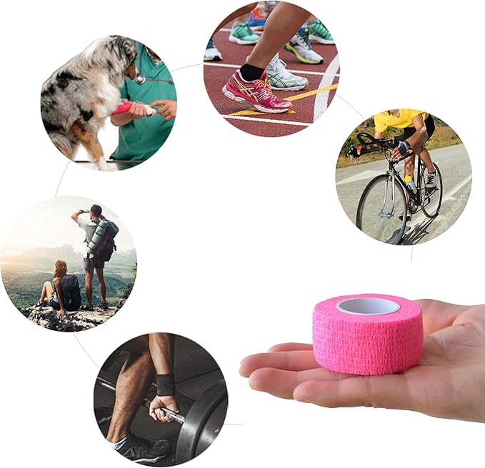 10 Pack Self Adherent Bandage Wrap Elastic Cohesive Bandage Self Adhesive Tape Vet Wrap Tape 2 Size (8Pack 2'' and 2Pack 1''), Muliti Colors