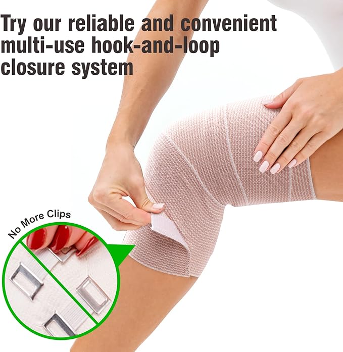 4 Pack Elastic Bandage Wrap | 4" Wide Medical Bandage Wrap with Hook-and-Loop Fasteners on Both Ends Compression Wrap for Wounds Latex Free Stretch Bandage for Foot Arm Hand Ankle Injury
