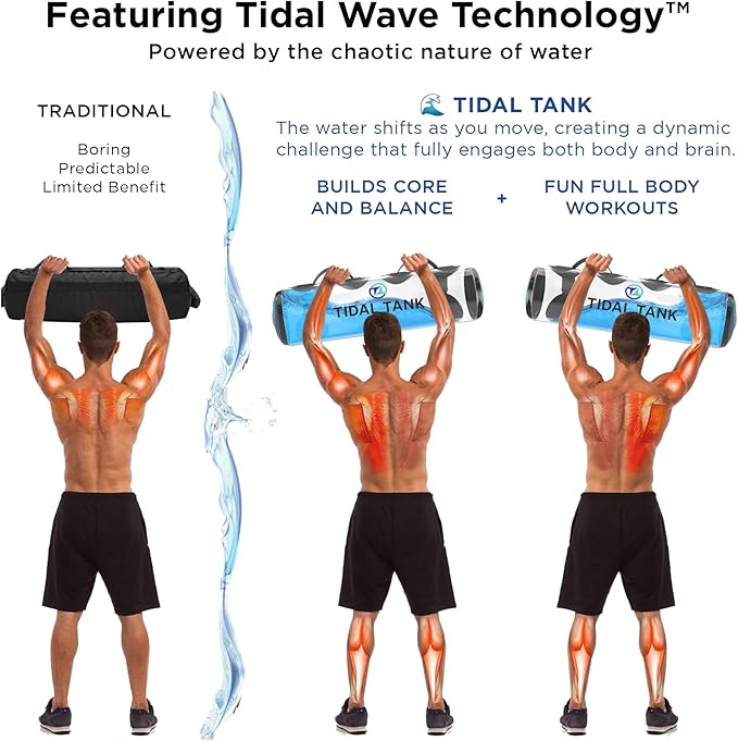 Tube - The Original Aqua Bag - Water Weight Bag up to 49 lbs - Adjustable Workout Sand Bags Weights Alternative - Portable Sandbag Fitness Equipment Set for Home Exercise Gym- Including App