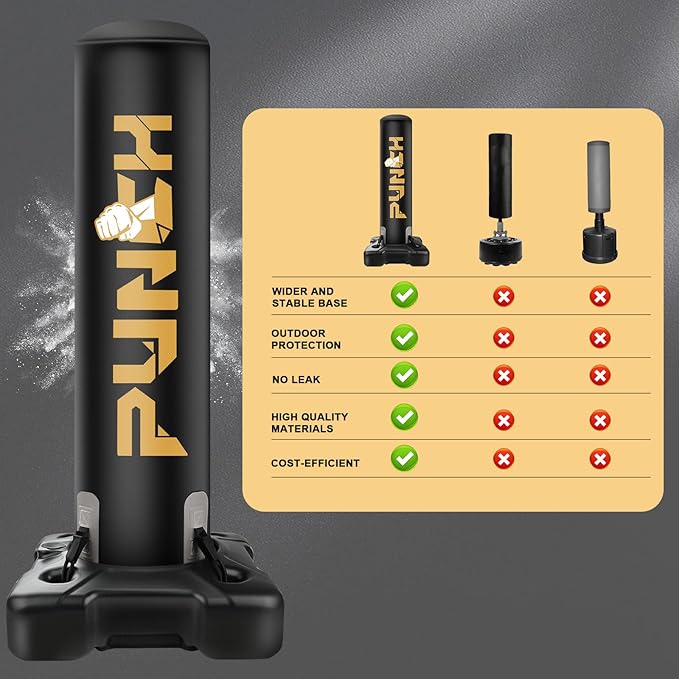 Heavy Boxing Bag with Stand for Adult Teens Kids, Freestanding Inflatable Punching Bag with Gloves, Men Women Stand Kickboxing Boxing Set for Martial Arts MMA Home Gym Exercise Training Equipment