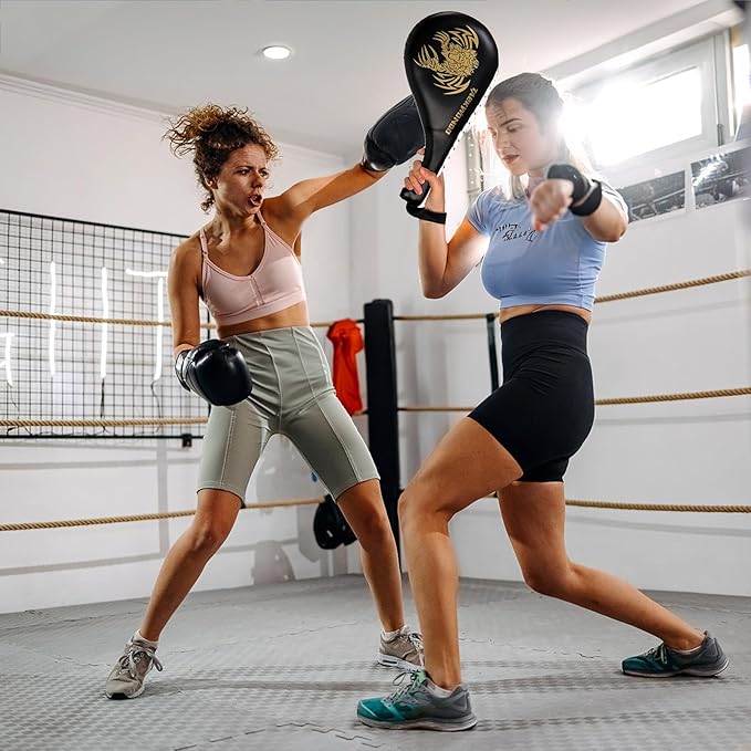 2 Pack Taekwondo Kick Pads, 15 x 7.5 x 2 inch Double Martial Arts Training Paddles, PU Leather Kickboxing Punching Target Pads, TKD Strike Boxing Sparring Equipment for Youth Adult, Black