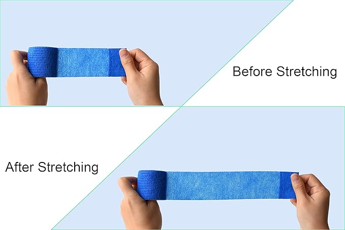 10 Pack Self Adherent Bandage Wrap Elastic Cohesive Bandage Self Adhesive Tape Vet Wrap Tape 2 Size (8Pack 2'' and 2Pack 1''), Blue