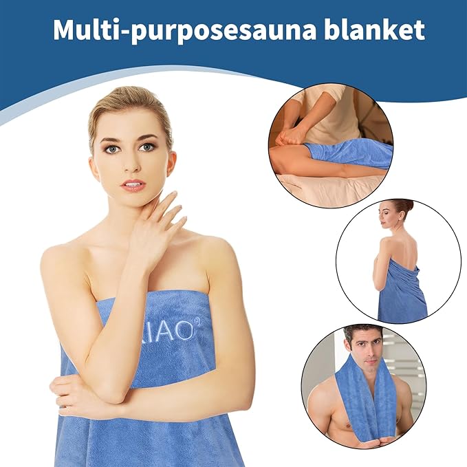 Infrared Sauna Blanket Towel Inserted 30" x 70" Reusable Machine Washable Insert Towel Easy Detoxification Simplifies Clean-Up Super Absorbent Perfect Companion for Infrared Sauna Blanket (Blue)
