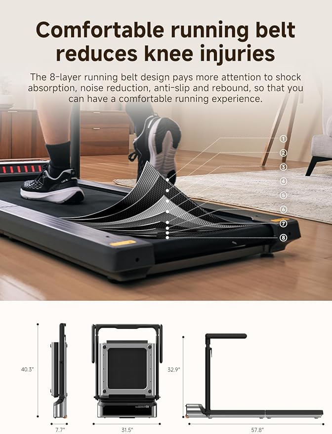 WALKINGPAD R Series Folding Treadmill, 2 in 1 Walking Pad Under Desk Treadmill for Home and Office, Compact Foldable Design with App Control and LED Display, Spacious Belt for Walking or Running
