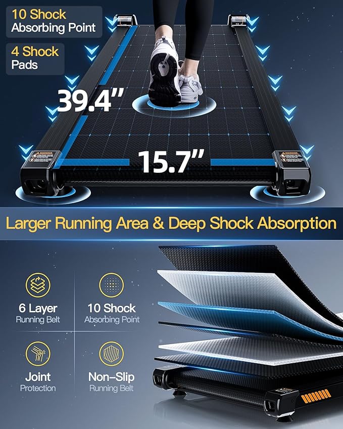 Walking Pad Treadmill with Auto Incline, 6 in 1 Under Desk Treadmill, 6-Level Incline Treadmills, 2.5HP Portable Treadmills for Home with 330LBS Capacity, LED Display, Remote Control