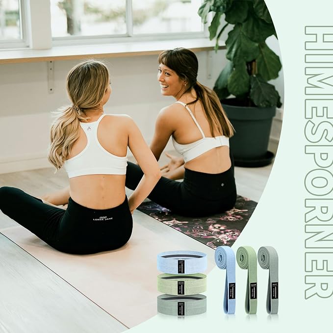 Wide Fabric Resistance Bands Set for Working Out, Non-Slip Exercise Booty Bands for Women & Men Leg and Glutes with Hair Ties and Tape Measure - for Home Gym Workout, Yoga, Pilates