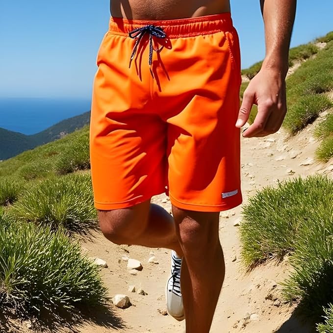 INGEAR Men's Athletic Stretch Workout Shorts Gym Quick Dry Running Trunks Boxer Lining