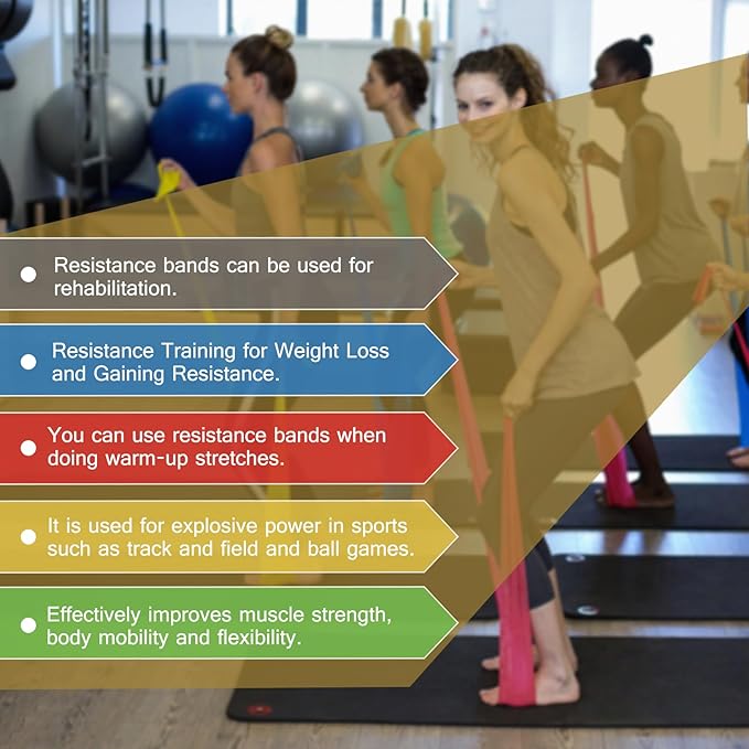 5 Pcs Professional Resistance Bands. Latex-Free, Elastic Band, Work Out Bands, Stretch Bands for Working Out Women or Men, Exercise Bands Set for Physical Therapy, Yoga, Pilates