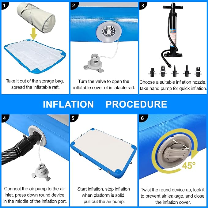 Inflatable Lake Float for Adults, Multi-Person Inflatable Swim Deck with None-Slip Surface, Swimming Water Platform, Floating Island - Dock - Raft for Pool & Beach, Lake, River Fun