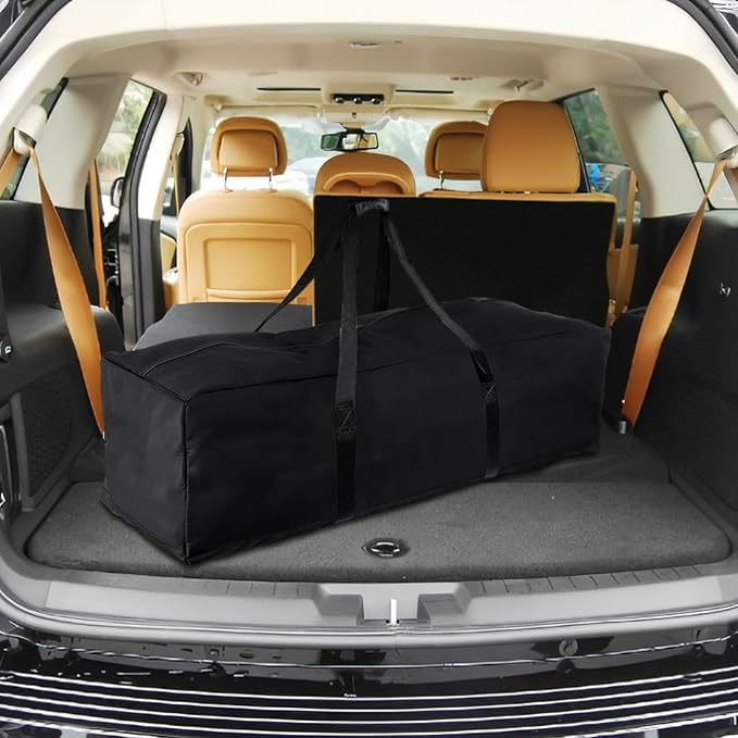 42-Inch 600D Black Travel Sports Duffle Bag with Upgrade Zipper - Collapsible, Waterproof, Multi-Purpose Storage for Camping, Hunting, and Sports Equipment