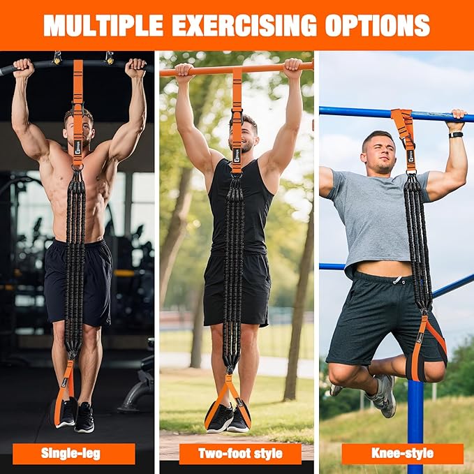 Pull Up Assistance Bands,Up to 300 lbs Assistance,Adjustable Heavy Duty 4 Resistance Bands for Pull up, with Feet/Knee Rest, Handle and Door Anchor for Home Gym Fitness Exercise Strength Training