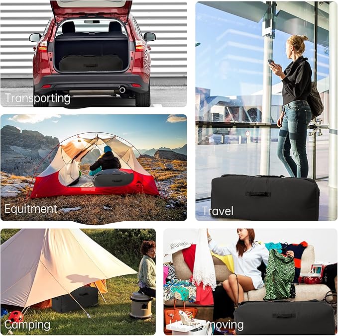 36 Inch Canvas Duffel Bag 100L Extra Large Luggage Duffle for Travel Sport and Camping (Black)