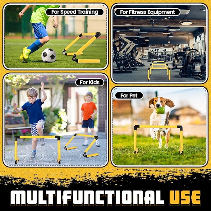 8 Pcs Adjustable Speed Training Hurdles 6" 9" 12" Speed Agility Hurdle Jumping Training Fitness Equipment Plyometric for Athletes Soccer Basketball Track Field