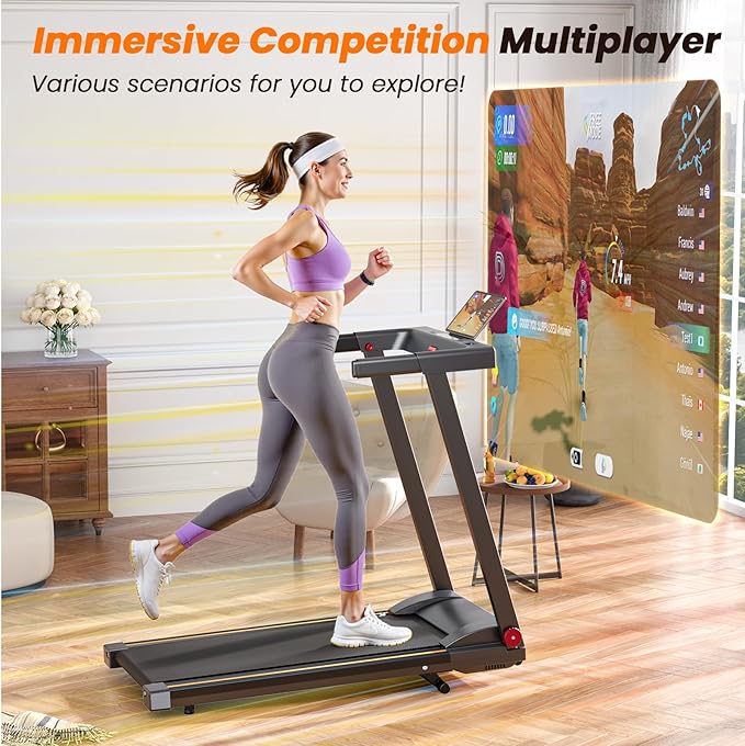 Treadmills for Home, 4-in-1 Foldable Treadmill with Incline, 300 LBS Capacity Running Treadmills for Home Small Spaces with Handles, 3.0 HP Folding Treadmill with Smart APP