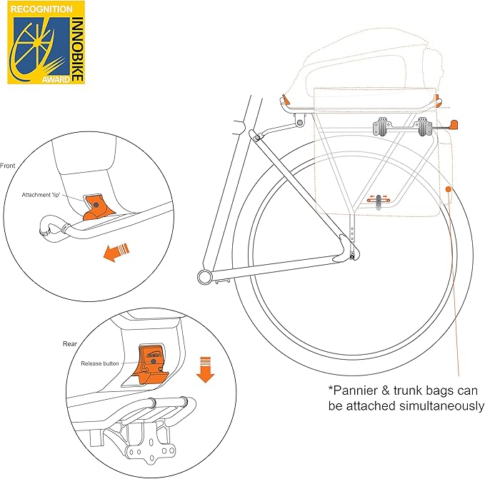 Ibera PakRak Touring Bicycle Seatpost/Disc/Non/Disc Rack and Quick Release Bag