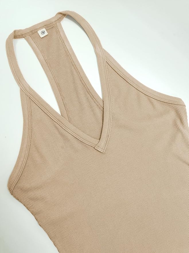 iGENJUN Workout Tops for Women Racerback Basic Tank Summer 2025 Camisole V Neck Slim Fit Ribbed Sleeveless