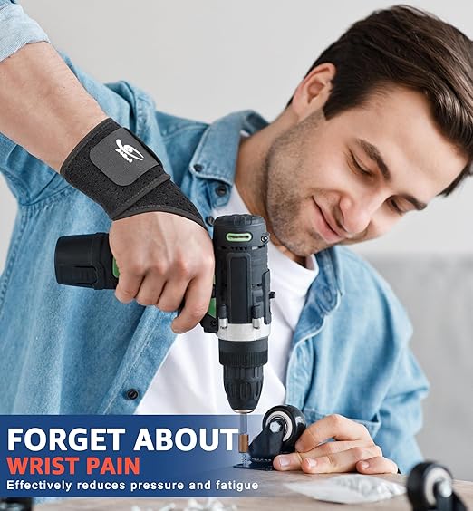 HiRui Breathable Wrist Brace (2 Pack) for Relieve Wrist Pain from Carpal Tunnel, Arthritis, Tendonitis, Sprain, TFCC | Adjustable Wrist Wraps Support for Weightlifting, Tennis - Fits All (Black)