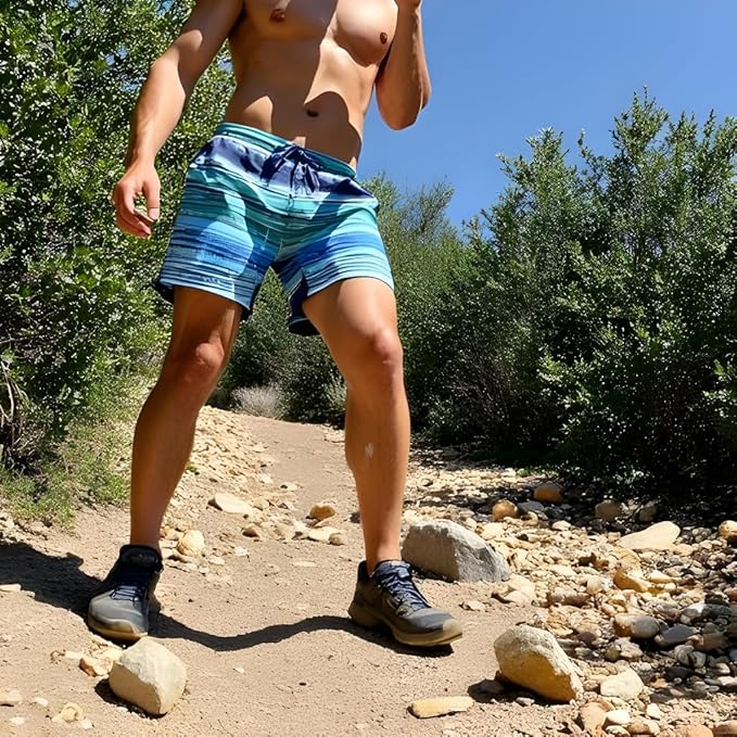 INGEAR Men's Athletic Stretch Workout Shorts Gym Quick Dry Running Trunks Boxer Lining