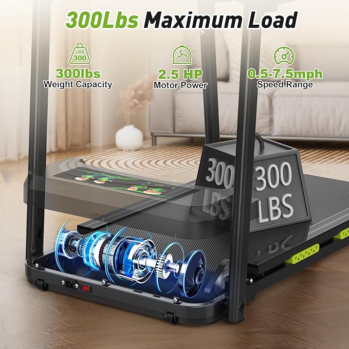 FYC Walking Treadmill for Seniors with Extended Handrails & Deck, Composite Shock-Absorbing Treadmill for Seniors, Optional APP Control, 300 LBS Capacity