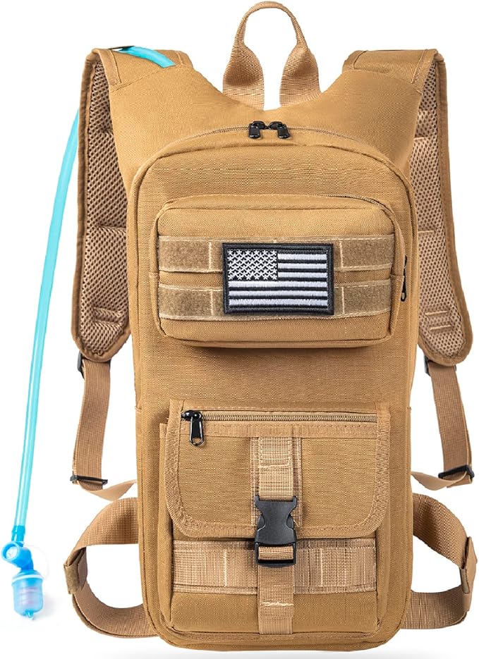 Hydration Backpack, Tactical Molle Water with 2L TPU Water Bladder, for Men Women Lightweight Water Backpack, Hydration Pack for Hiking, Biking, Climbing and Hunting