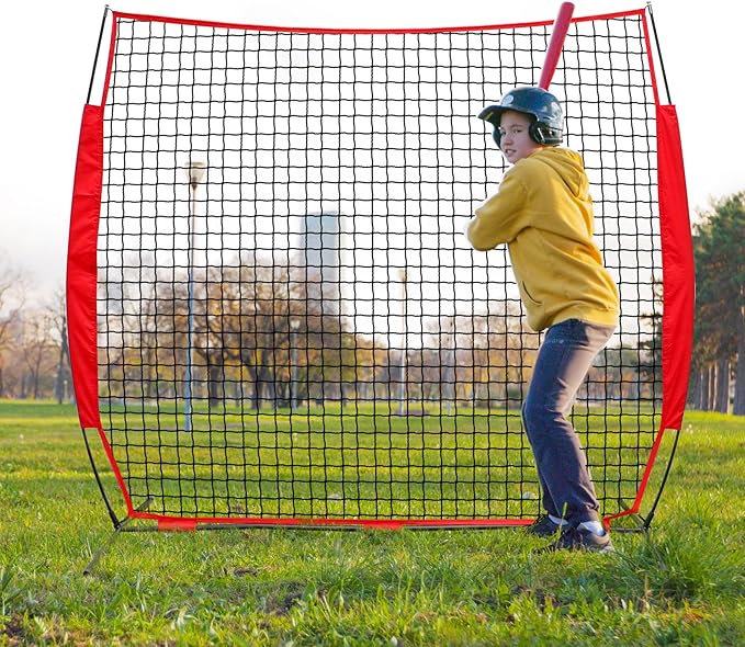 7x7ft/12x9ft/16x10ft/20x10ft Barricade Backstop Net, Sports Barrier Net, Multi-Sport Net with Carry Bag, Protective Screen for Practice- Baseball, Softball, Lacrosse, Soccer, Basketball, Tennis